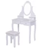 Tangkula Oval Vanity Mirror Dressing Table Beauty Dresser Cosmetics Organizer W/ Cushioned Bench 2 Tangkula Oval Vanity Mirror Dressing Table Beauty Dresser Cosmetics Organizer W/ Cushioned Bench -Tangkula GUEST 09b617e2 5abc 4e9d afc3 d251399f8522