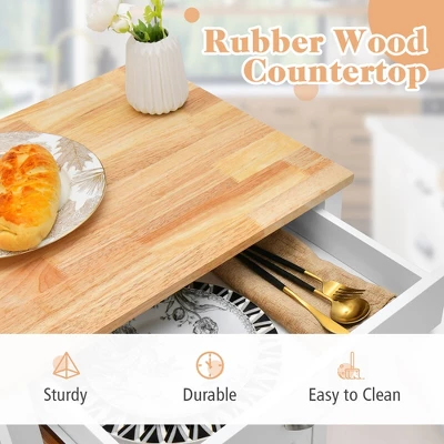 Tangkula Small Kitchen Island On Wheels Mobile Trolley Cart Barn Door Drawer Hooks 8 Tangkula Small Kitchen Island On Wheels Mobile Trolley Cart Barn Door Drawer Hooks - Image 6