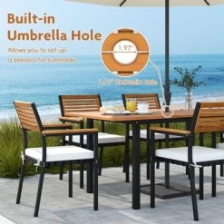 Tangkula 7-Piece Patio Furniture Set Outdoor Dining Chair Set For 6 W/ Acacia Wood & Metal Frame -Tangkula GUEST 0a0ad51f ead7 4936 adfb dcf2b2b25059