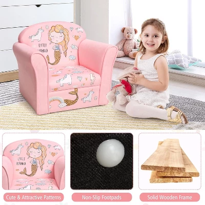 Tangkula Kids Sofa Children Armrest Chair With Pattern Toddler Furniture W/Sturdy Wood Construction Armrest Couch For Preschool Children 5 Tangkula Kids Sofa Children Armrest Chair With Pattern Toddler Furniture W/Sturdy Wood Construction Armrest Couch For Preschool Children - Image 3