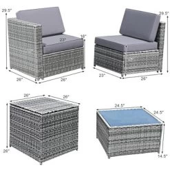 Tangkula Set Of 8 Gray Rattan Wicker Sofa & Table Outdoor Cushioned Sectional Patio Furniture 19 Tangkula Set Of 8 Gray Rattan Wicker Sofa & Table Outdoor Cushioned Sectional Patio Furniture -Tangkula GUEST 0a580132 5d29 45e4 9c34 16fe15749a9d