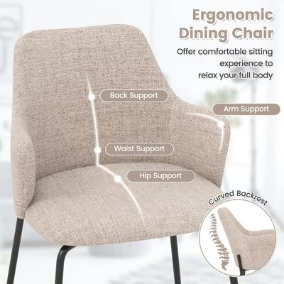 Tangkula Dining Chairs Set Of 2 W/ Curved Backrest Wide Seat & Armrests 8 Tangkula Dining Chairs Set Of 2 W/ Curved Backrest Wide Seat & Armrests - Image 6