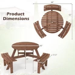 Tangkula 6-Person Round Picnic Table Set W/ 3 Built-in Benches 2" Umbrella Hole 20 Tangkula 6-Person Round Picnic Table Set W/ 3 Built-in Benches 2" Umbrella Hole -Tangkula GUEST 0ac34dbd b1d4 457f 951d fe17133e2db0