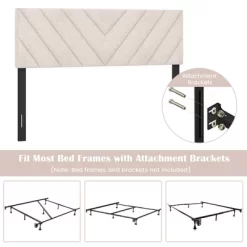 Tangkula Linen Fabric Upholstered Headboard Rectangular Headboard W/ Solid Wood Legs -Tangkula GUEST 0add79de b8d4 43bd ae52 bdc5c5434161