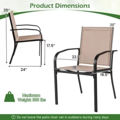 Tangkula Outdoor Dining Chairs Set Of 4 W/ Breathable Fabric Armrests High Back -Tangkula GUEST 0afaf6a7 0521 42cb 92dd 771c910f761f