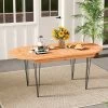 Tangkula 71" Patio Dining Table 6 Person Large Oval Table W/ Teak Wood Tabletop -Tangkula GUEST 0b38e788 ea14 43b2 9467 d540f071e836