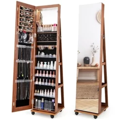 Tangkula 64" Jewelry Organizer Lockable Jewelry Cabinet Armoire W/ Mirror & LED Lights 23 Tangkula 64" Jewelry Organizer Lockable Jewelry Cabinet Armoire W/ Mirror & LED Lights -Tangkula GUEST 0b481253 1ead 4841 8596 84e0711949c1