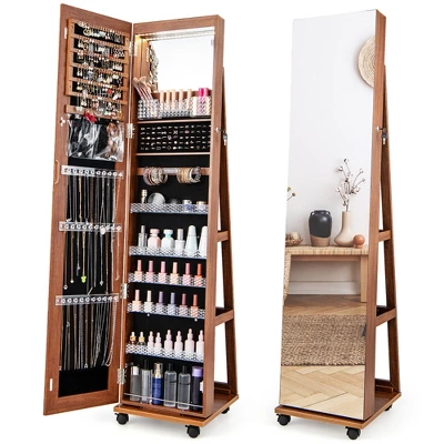 Tangkula 64" Jewelry Organizer Lockable Jewelry Cabinet Armoire W/ Mirror & LED Lights 12 Tangkula 64" Jewelry Organizer Lockable Jewelry Cabinet Armoire W/ Mirror & LED Lights - Image 10