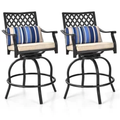 Tangkula 2PCS Patio Swivel Chairs Outdoor Bar Height Chair Set W/ Cushions & Lumbar Pillows -Tangkula GUEST 0b52241d 8770 4846 8358 8f1763651487