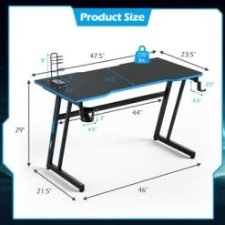 Tangkula Z-Shaped Ergonomic Gaming Desk With Headphone Hook Computer&Office Desk Blue/Red 19 Tangkula Z-Shaped Ergonomic Gaming Desk With Headphone Hook Computer&Office Desk Blue/Red -Tangkula GUEST 0bb7952f 8cc1 448b a7a3 a6e675caeb27