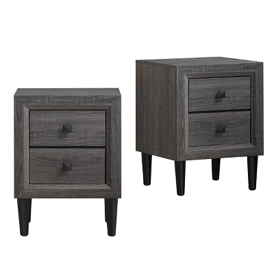 Tangkula 2PCS 2 Drawers Nightstand Bedside End Table Storage Display Bedroom 4 Tangkula 2PCS 2 Drawers Nightstand Bedside End Table Storage Display Bedroom - Image 2