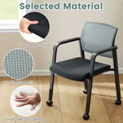 Tangkula 6-Pack Office Conference Chair Set Mesh Guest Reception Stack Chairs With Caster Wheels And Arms Stacking Chair Set -Tangkula GUEST 0c02305a f094 4750 ae21 c58a78d3097e