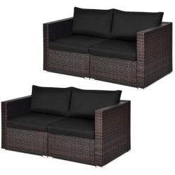 Tangkula 4PCS Rattan Corner Sofa Set Patio Outdoor Furniture Set W/ Black Cushions 19 Tangkula 4PCS Rattan Corner Sofa Set Patio Outdoor Furniture Set W/ Black Cushions -Tangkula GUEST 0c259d44 6e29 4e0d ab0d 1e6d7eaa7ddc