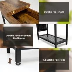 Tangkula End Table With Charging Station Industrial Nightstand Flip Top Side Pocket USB -Tangkula GUEST 0c3771c4 24cb 4ba2 a277 6cc08352303e