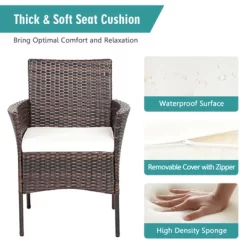 Tangkula Outdoor 4 PCS Rattan Dining Chair Patio Cushioned Arm Chair W/Zipper Brown -Tangkula GUEST 0c794439 d6e8 4c27 ba1f d402e721dff8