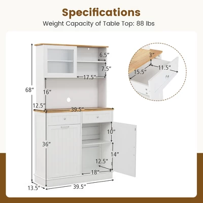 Tangkula Double Tilt Out Trash Cabinet W/ Hutch Kitchen Pantry Storage Cabinet White 10 Tangkula Double Tilt Out Trash Cabinet W/ Hutch Kitchen Pantry Storage Cabinet White - Image 8