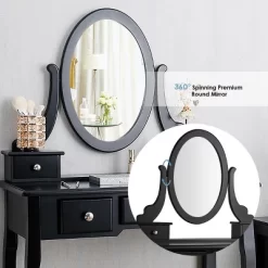 Tangkula Vanity Table Set W/ 360° Rotating Oval Mirror & Drawers Black/White 18 Tangkula Vanity Table Set W/ 360° Rotating Oval Mirror & Drawers Black/White -Tangkula GUEST 0ce43fed 3624 4e0c bda3 65f8b2f0d640