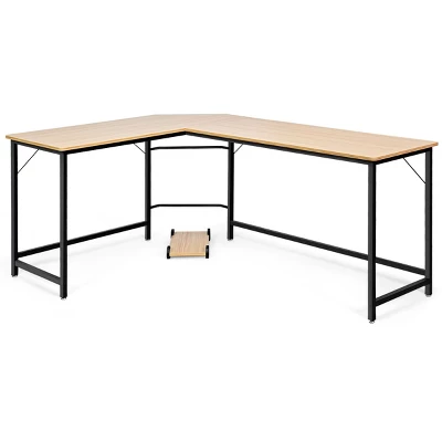 Tangkula L-shaped Computer Desk Corner Office Laptop Game Table Black/Natural 6 Tangkula L-shaped Computer Desk Corner Office Laptop Game Table Black/Natural - Image 4