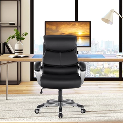 Tangkula Adjustable Executive Chair Rolling High Back Leather Office Chair Black 4 Tangkula Adjustable Executive Chair Rolling High Back Leather Office Chair Black - Image 2