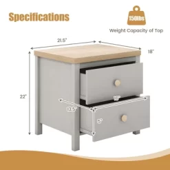Tangkula Nightstand Farmhouse Side End Table W/ Solid Wood Legs & 2 Drawers For Bedroom -Tangkula GUEST 0d9cf31b ff78 499f aa32 2e0c8e6c138e