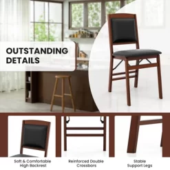 Tangkula Folding Dining Chairs Set Of 2 Foldable Wood Kitchen Chairs With Padded Seat Solid Wood Frame 14 Tangkula Folding Dining Chairs Set Of 2 Foldable Wood Kitchen Chairs With Padded Seat Solid Wood Frame -Tangkula GUEST 0dc58476 0ade 4f57 998f 4342ba35bfd4