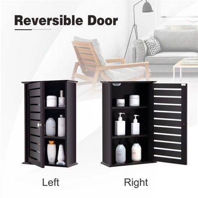 Tangkula Wall Mount Medicine Cabinet Multifunction Bathroom Storage Organizer Espresso 7 Tangkula Wall Mount Medicine Cabinet Multifunction Bathroom Storage Organizer Espresso - Image 5