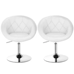 Tangkula Set Of 2 Modern Swivel Bar Stools Height Adjustable Round Tufted Back Accent Chair Black/White -Tangkula GUEST 0df44a74 9fca 4ad6 b32e 4fabdc0f90e8