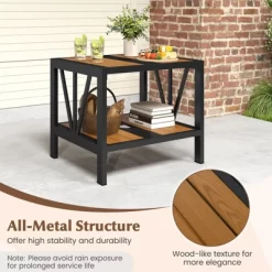 Tangkula Outdoor Side Table 2-Tier Coffee End Table W/ 1.57" Umbrella Hole Storage Shelf -Tangkula GUEST 0e0978ed 01e2 4943 837a 2e619dfdde0f
