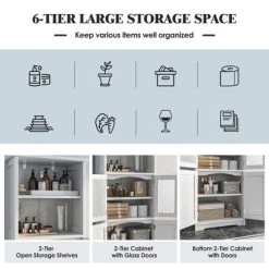 Tangkula Bathroom Tall Storage Cabinet Linen Tower W/ Glass Door & Adjustable Shelf White 18 Tangkula Bathroom Tall Storage Cabinet Linen Tower W/ Glass Door & Adjustable Shelf White -Tangkula GUEST 0e0ece76 4f42 45b4 ada7 edae486d5249