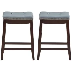 Tangkula 4 PCS Saddle Bar Stools Backless Nailhead Counter Stool With Grey Cushions White/Coffee -Tangkula GUEST 0e14047d ccab 4fde a684 9f090549eacd