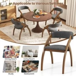 Tangkula Dining Chair Set Of 4 W/ Padded Cushion Curved Back Arched Rubber Wood Legs -Tangkula GUEST 0e173817 ea03 4efd a897 c64f7d72d649