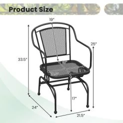 Tangkula Patio Rocking Chairs Set Of 2 W/ Metal Mesh Backrest & Seat Armrests Gentle -Tangkula GUEST 0e2000a6 0406 4e6b ad10 b7b54ed954b7