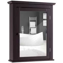 Tangkula Bathroom Wall Mounted Cupboard Mirrored Storage Cabinet Adjustable Shelf