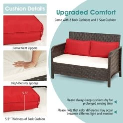 Tangkula 2PCS Patio Rattan Furniture Set Loveseat W/Coffee Table For Garden Porch Backyard Brown -Tangkula GUEST 0e44f188 a664 4928 9a5e 84ef67c099a1