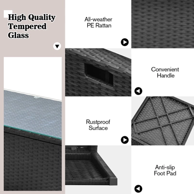 Tangkula 9 Pieces Outdoor PE Rattan Wicker Sectional Sofa With 42" Gas Fire Pit Table Space-Saving Patio Conversation Set With Storage Box Black/Grey/Navy/Red/Turquoise/Off White 9 Tangkula 9 Pieces Outdoor PE Rattan Wicker Sectional Sofa With 42" Gas Fire Pit Table Space-Saving Patio Conversation Set With Storage Box Black/Grey/Navy/Red/Turquoise/Off White - Image 7