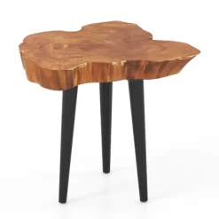 Tangkula Teak Wood End Table Solid Live Edge Outdoor Side Table W/ Irregular Tabletop -Tangkula GUEST 0e9c4dc1 060b 4ca3 8f06 db3ebea63f7d