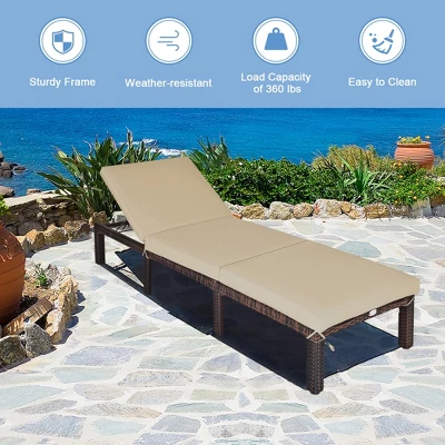 Tangkula Patio Rattan Chaise Lounge Chair Recliner Outdoor W/ 6 Positions Cushion 4 Tangkula Patio Rattan Chaise Lounge Chair Recliner Outdoor W/ 6 Positions Cushion - Image 2