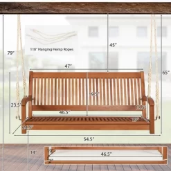 Tangkula 2-Seat Patio Hanging Wooden Porch Swing Bench W/ Cushion 16 Tangkula 2-Seat Patio Hanging Wooden Porch Swing Bench W/ Cushion -Tangkula GUEST 0ef8fc5f bc2b 4f9c b914 54cdb50379ad