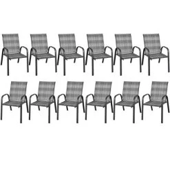 Tangkula 12PCS Outdoor PE Wicker Stacking Dining Chairs Patio Arm Chairs -Tangkula GUEST 0f03d856 eb33 469f a39a 275e515a3fea