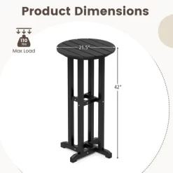 Tangkula 21.5" Round Bar Table Patio HDPE Bar Height Dining Table W/ Slatted Tabletop -Tangkula GUEST 0f1b079a 93d7 4290 9143 9eedbbb7ff38