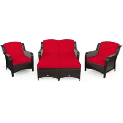 Tangkula 5 PCS Patio Rattan Sectional Sofa Set Outdoor Furniture Conversation Set Cushioned Loveseat Sofa Ottoman 16 Tangkula 5 PCS Patio Rattan Sectional Sofa Set Outdoor Furniture Conversation Set Cushioned Loveseat Sofa Ottoman -Tangkula GUEST 0f326323 9770 44ad bda5 edd52c44a120