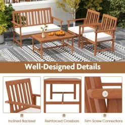 Tangkula 8-Piece Acacia Wood Patio Conversation Set Outdoor Furniture Set W/ 4 Armchairs -Tangkula GUEST 0f6b7593 f019 4812 87e3 ba4f7e4dcace