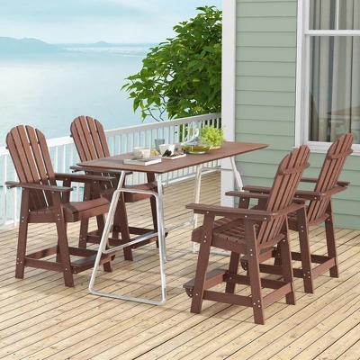 Tangkula Tall Adirondack Chair HDPE Outdoor Bar Stools With Armrests 4.5” Wide Footrest Patio Adirondack Barstools All-Weather Balcony Chairs Brown 6 Tangkula Tall Adirondack Chair HDPE Outdoor Bar Stools With Armrests 4.5” Wide Footrest Patio Adirondack Barstools All-Weather Balcony Chairs Brown - Image 4