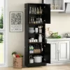 Tangkula Kitchen Pantry Cabinet 75” Tall Freestanding Cupboard With Doors & Shelves Safety Hinges & Anti-tipping Devices Black/White -Tangkula GUEST 0f7eb85f e054 4a0d 9726 4a6beaad15ca