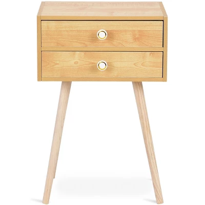 Tangkula Set Of 2 Side End Table Nightstand 2 Drawers Bedroom Room Furniture 4 Tangkula Set Of 2 Side End Table Nightstand 2 Drawers Bedroom Room Furniture - Image 2