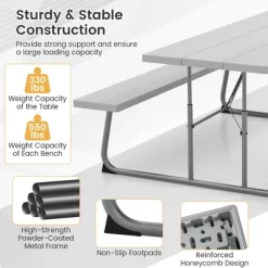 Tangkula Folding Picnic Table W/ 2 Benches 6 FT Camping Table Set W/ All-Weather HDPE Tabletop Grey 18 Tangkula Folding Picnic Table W/ 2 Benches 6 FT Camping Table Set W/ All-Weather HDPE Tabletop Grey -Tangkula GUEST 0fa322a5 d7bd 4dfe b8d8 27226edccc06