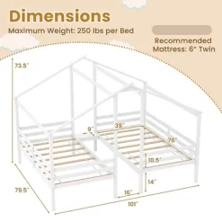 Tangkula Double Twin Size Bed Frames For Kids With Built-in Table & USB Port Guardrails -Tangkula GUEST 0fa560ae 3fff 44ff 9118 f95ce19d4064