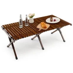 Tangkula Folding Wooden Camping Table Portable Picnic Table W/ Carry Bag Roll-up Bamboo Tabletop Outdoor Travel Camping Table Natural/Coffee 21 Tangkula Folding Wooden Camping Table Portable Picnic Table W/ Carry Bag Roll-up Bamboo Tabletop Outdoor Travel Camping Table Natural/Coffee -Tangkula GUEST 1011fdf6 155b 4aa9 bff5 320f2e3a5d38
