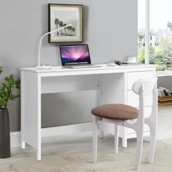 Tangkula Computer Desk Writing Table W/3 Drawers Workstation For Home Office White/Black