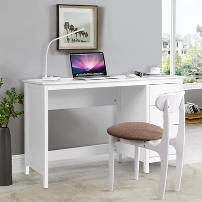 Tangkula Computer Desk Writing Table W/3 Drawers Workstation For Home Office White/Black 3 Tangkula Computer Desk Writing Table W/3 Drawers Workstation For Home Office White/Black